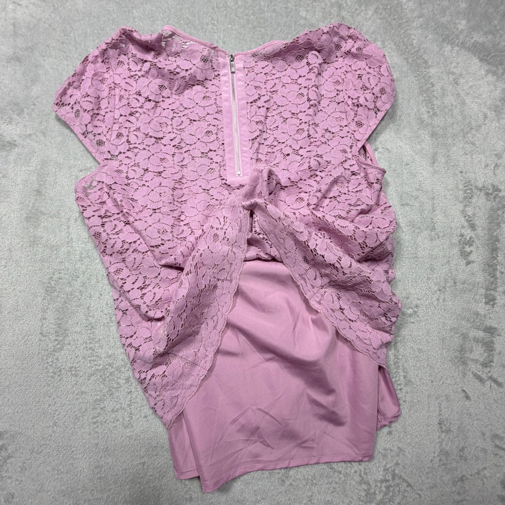 Vintage Liz Claiborne Purple Floral Lace Cap Sleeve Blouse XL Cotton Blend 2000s - Picture 6 of 9